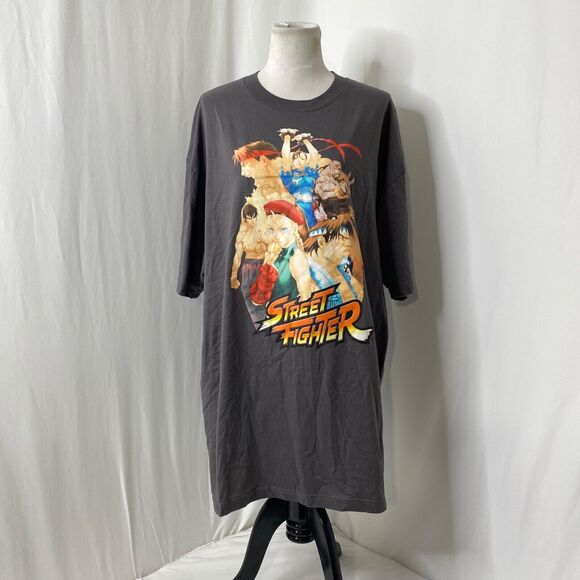 Street Fighter Mens XXLT Shirt Capcom Dark Grey Graphic Short Sleeve Crewneck - Picture 2 of 10